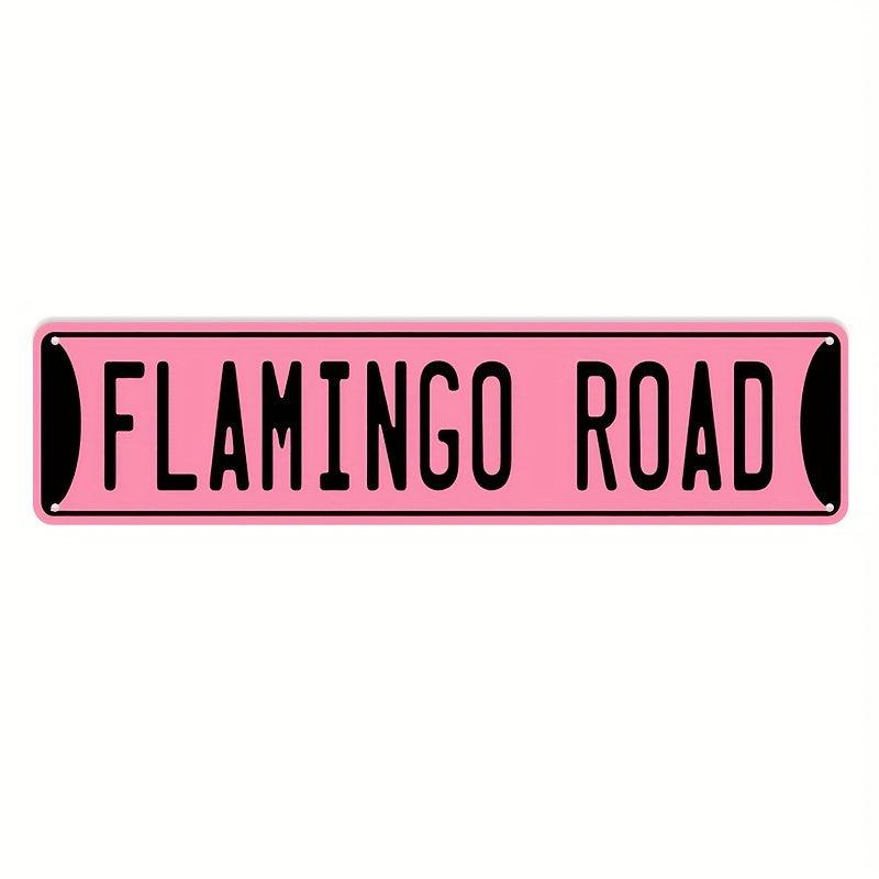 Retro Metal Sign Crazy Flamingo Lady Hanging Wall Decor