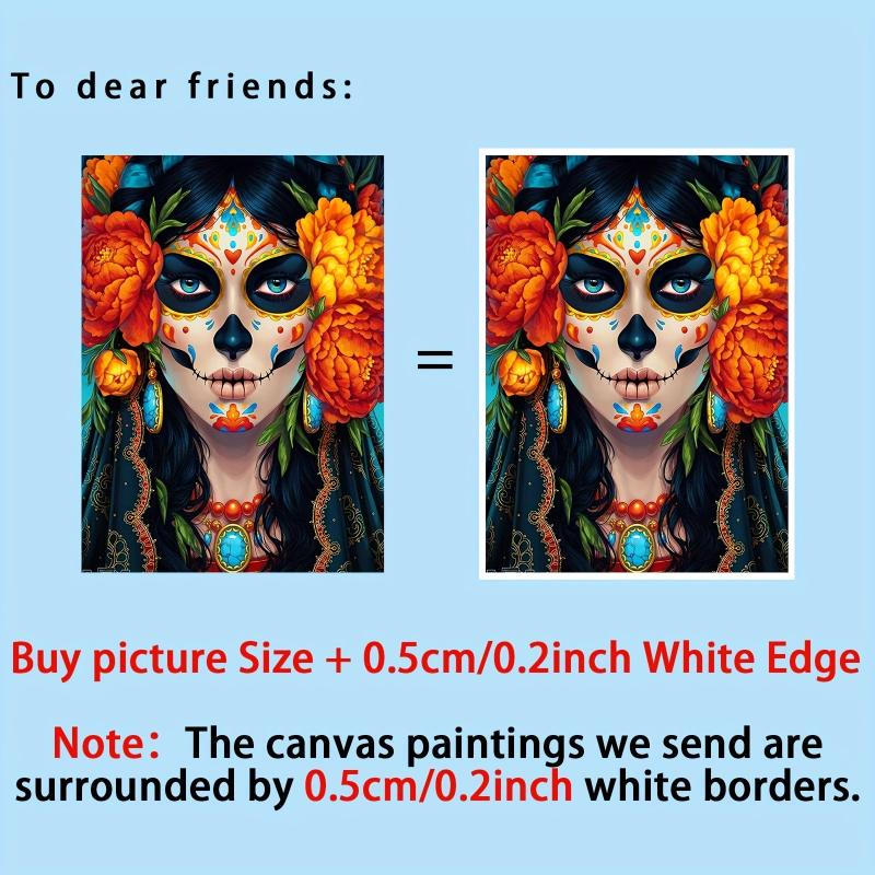 Mexican of the Dead Skull Flower Canvas Art Halloween Decor