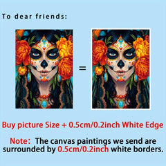 Mexican of the Dead Skull Flower Canvas Art Halloween Decor