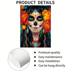 Mexican of the Dead Skull Flower Canvas Art Halloween Decor
