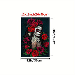 Mexican of the Dead Skull Flower Canvas Art Halloween Decor