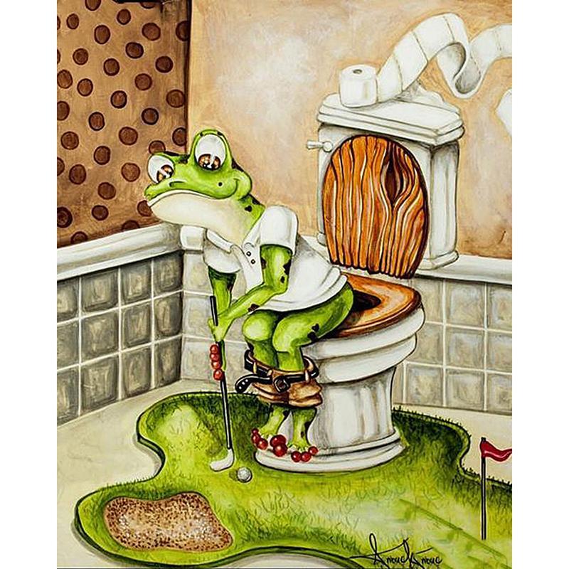 5D DIY Frog On Toilet Diamond Painting Kit