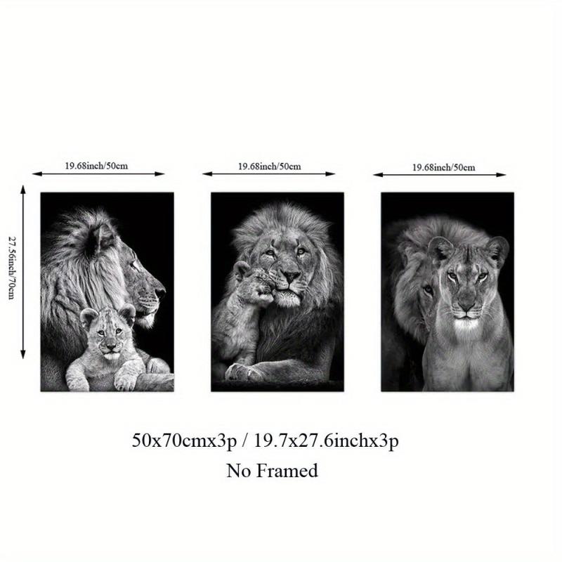 3pcs Lion Family Poster Print Canvas Wall Art - Dining Room Decor