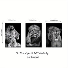 3pcs Lion Family Poster Print Canvas Wall Art - Dining Room Decor
