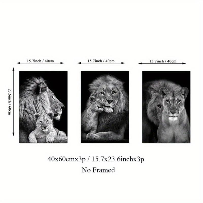 3pcs Lion Family Poster Print Canvas Wall Art - Dining Room Decor