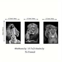 3pcs Lion Family Poster Print Canvas Wall Art - Dining Room Decor