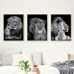 3pcs Lion Family Poster Print Canvas Wall Art - Dining Room Decor