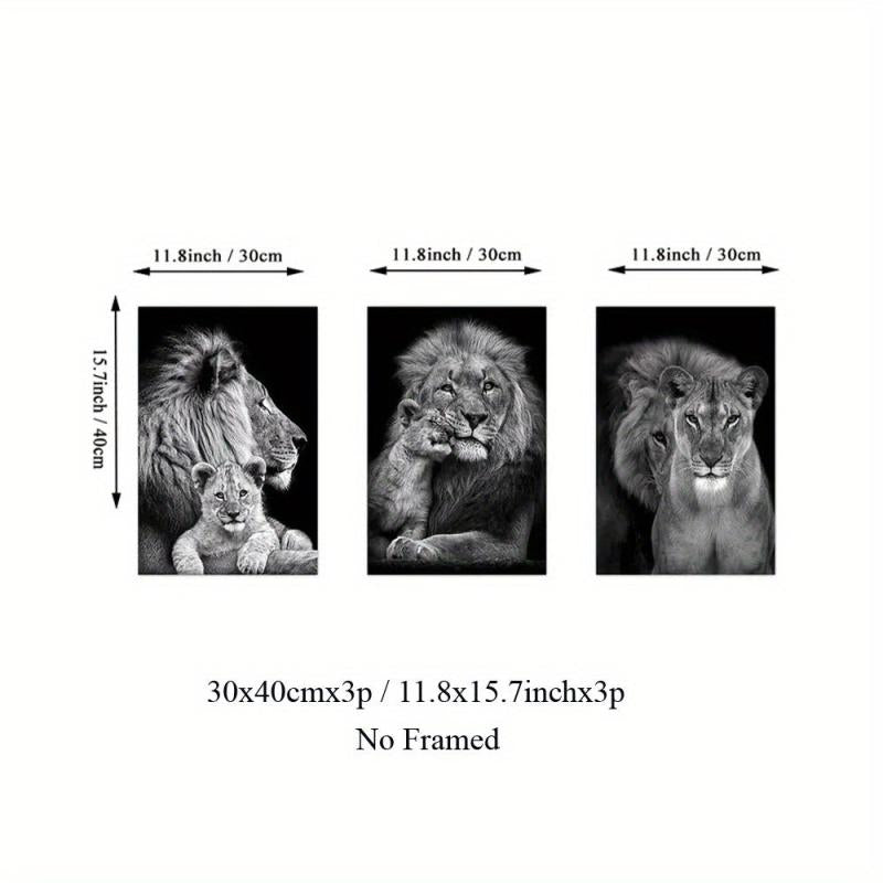 3pcs Lion Family Poster Print Canvas Wall Art - Dining Room Decor