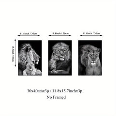 3pcs Lion Family Poster Print Canvas Wall Art - Dining Room Decor