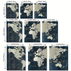 3pcs Retro Middle Ages World Map Poster Nautical Chart Wall Art