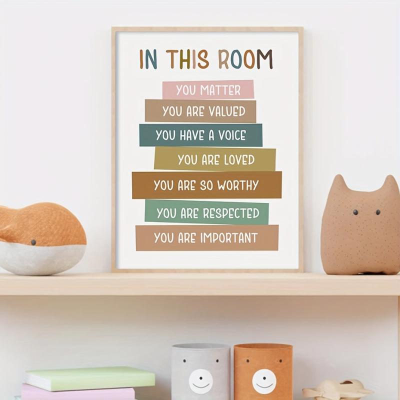 Cartoon Art You Matter Poster Playroom Print Rainbow Decor