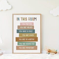 Cartoon Art You Matter Poster Playroom Print Rainbow Decor