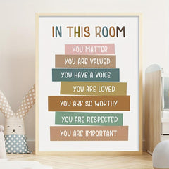 Cartoon Art You Matter Poster Playroom Print Rainbow Decor