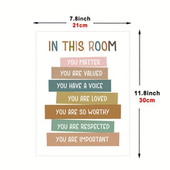 Cartoon Art You Matter Poster Playroom Print Rainbow Decor
