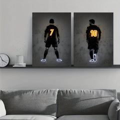 Canvas Poster Modern Art Neon Football Player Painting