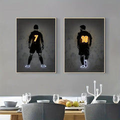 Canvas Poster Modern Art Neon Football Player Painting