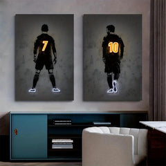 Canvas Poster Modern Art Neon Football Player Painting