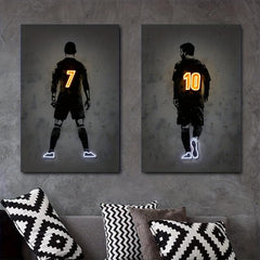 Canvas Poster Modern Art Neon Football Player Painting