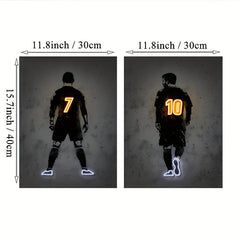 Canvas Poster Modern Art Neon Football Player Painting