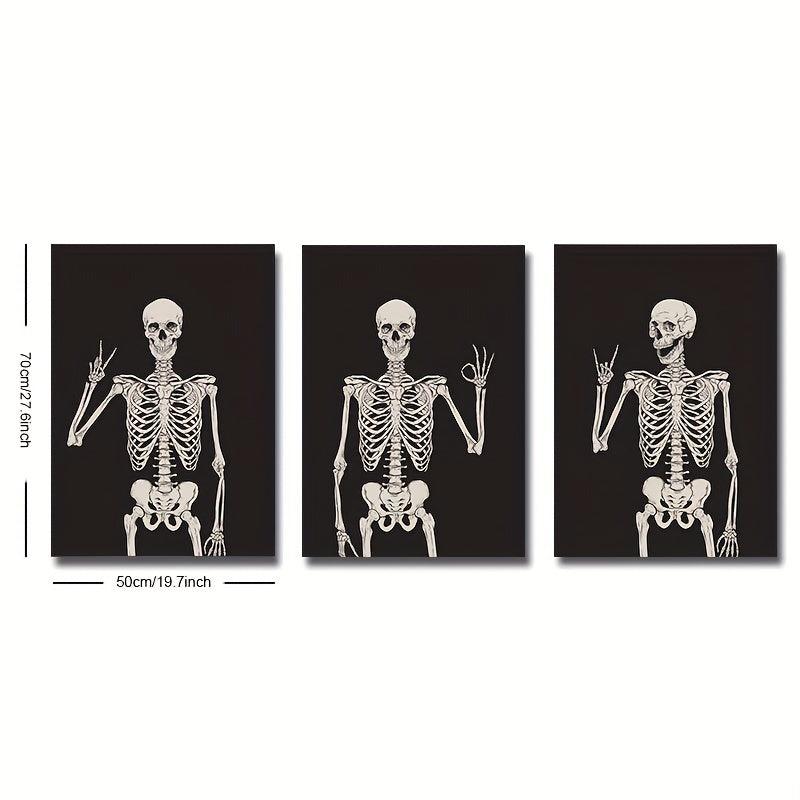 Halloween Decoration Art Skeleton Canvas Print Set