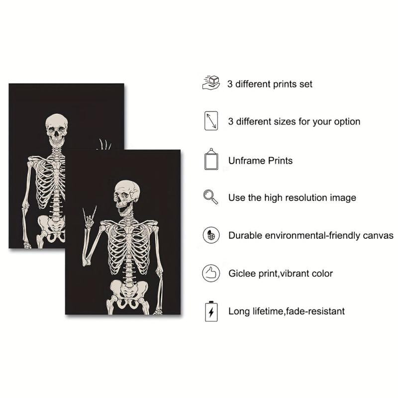 Halloween Decoration Art Skeleton Canvas Print Set