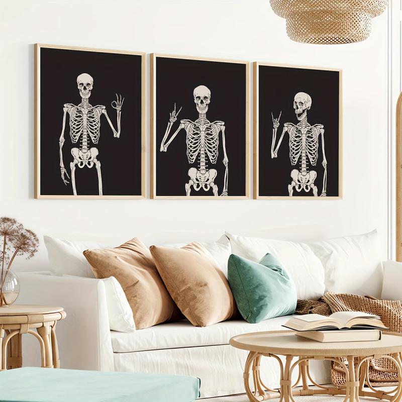Halloween Decoration Art Skeleton Canvas Print Set