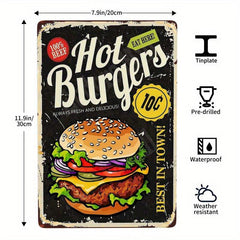 Hot Burgers Tin Signs Retro Poster Metal Background
