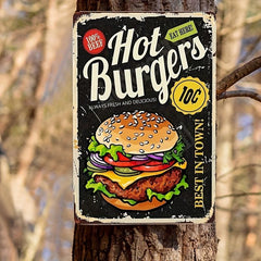 Hot Burgers Tin Signs Retro Poster Metal Background