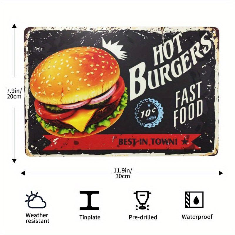 Hot Burgers Tin Signs Retro Poster Metal Background