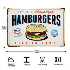 Hot Burgers Tin Signs Retro Poster Metal Background