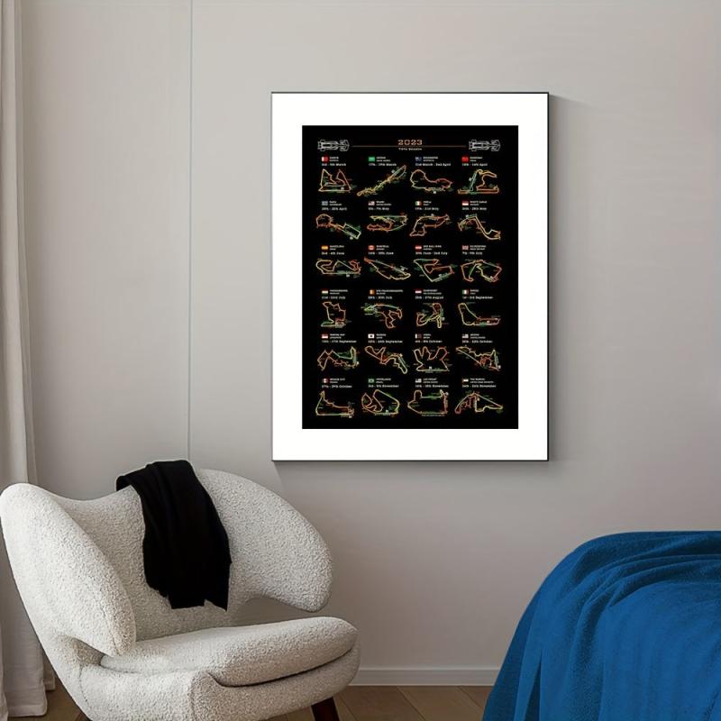 Modern Art F1 Season Calendar Canvas Painting Wall Art