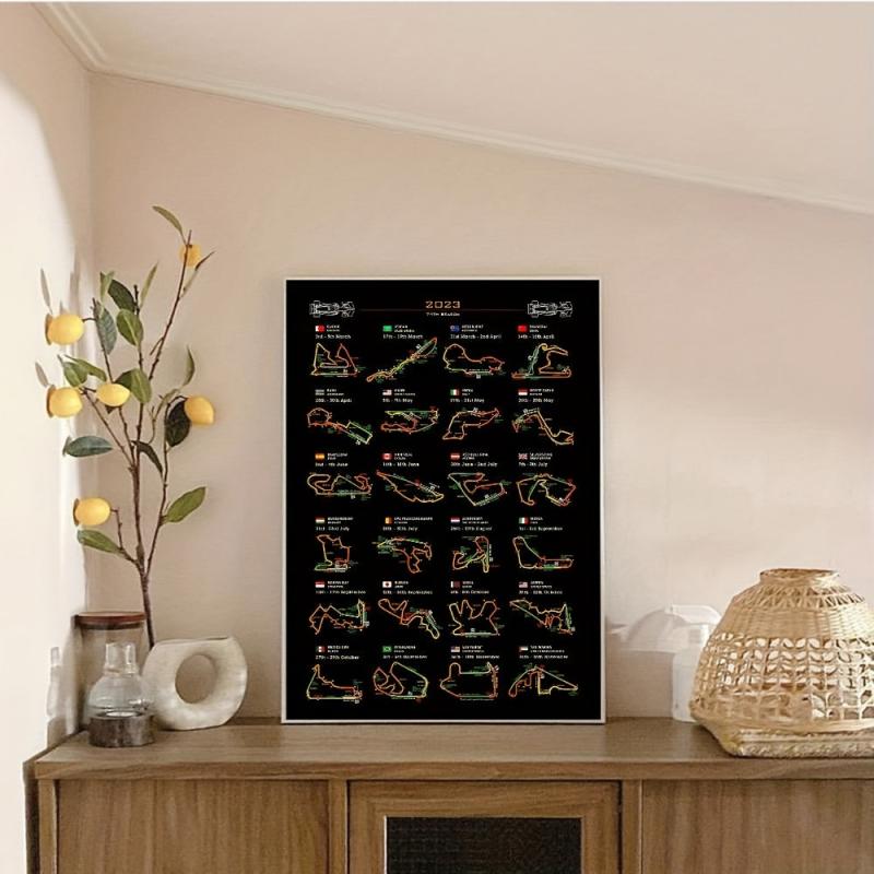 Modern Art F1 Season Calendar Canvas Painting Wall Art