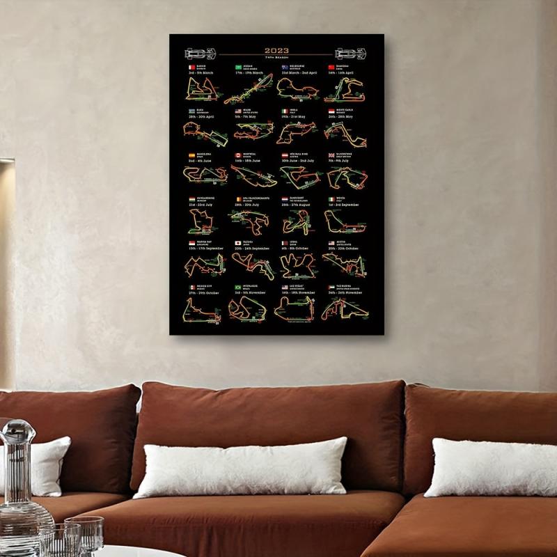 Modern Art F1 Season Calendar Canvas Painting Wall Art
