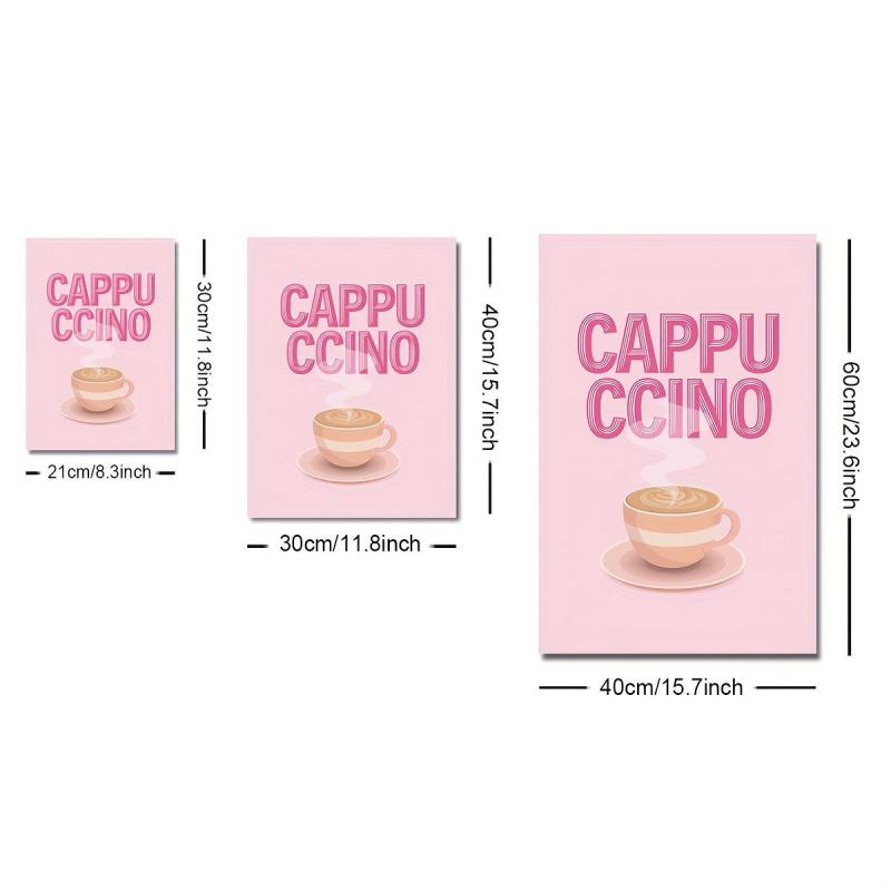 3pcs Vintage Kitchen Poster Coffee Shop Sign Retro Pink Canvas Print