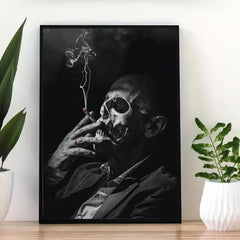 Vintage Smoking Skull Canvas Art
