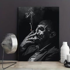 Vintage Smoking Skull Canvas Art