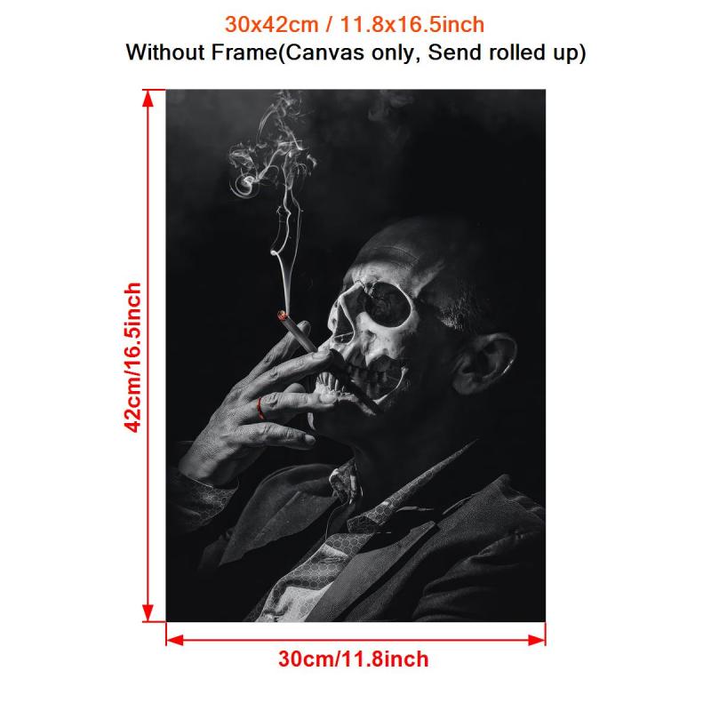 Vintage Smoking Skull Canvas Art