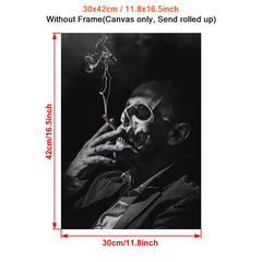 Vintage Smoking Skull Canvas Art