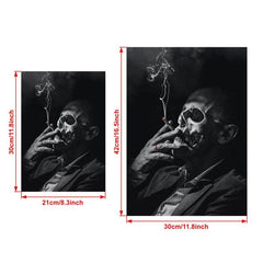 Vintage Smoking Skull Canvas Art
