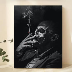Vintage Smoking Skull Canvas Art