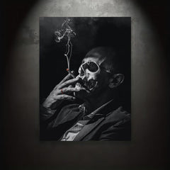 Vintage Smoking Skull Canvas Art