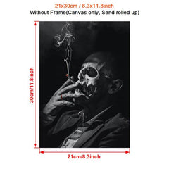 Vintage Smoking Skull Canvas Art