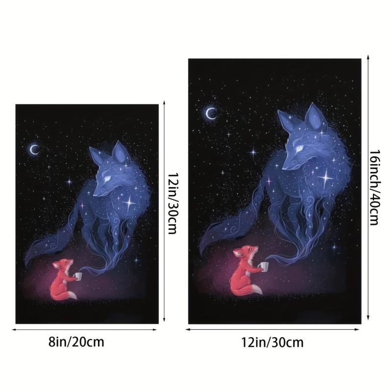 Canvas Poster Cartoon Art Litter Fox Room Decor Wall Art Fall Decor