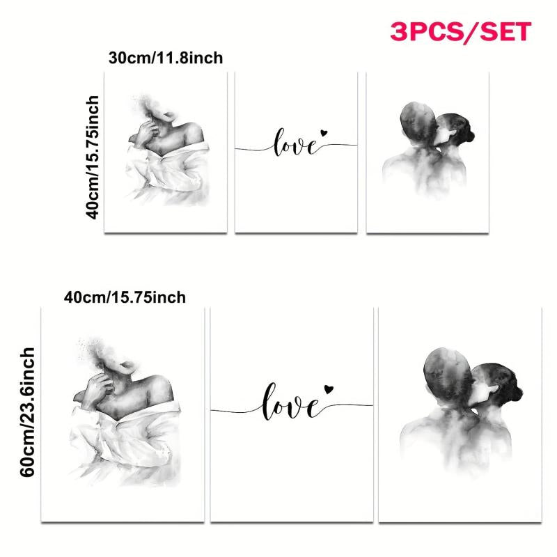 3pcs Abstract Love and Lover Painting Cores for Home