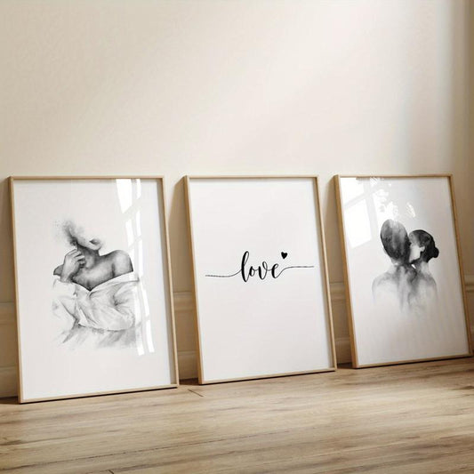 3pcs Abstract Love and Lover Painting Cores for Home