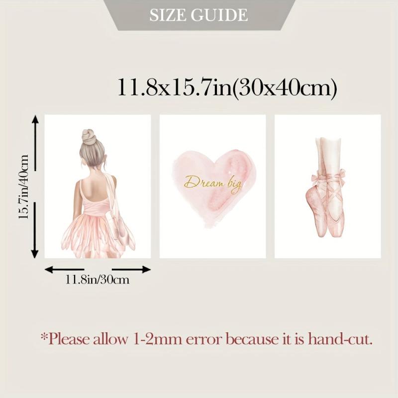 3pcs Dream Big with Pink Ballet Shoes Canvas Painting