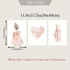 3pcs Dream Big with Pink Ballet Shoes Canvas Painting