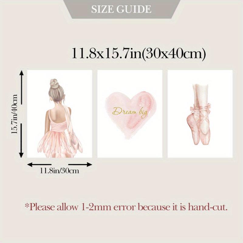 3pcs Dream Big with Pink Ballet Shoes Canvas Painting