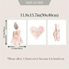 3pcs Dream Big with Pink Ballet Shoes Canvas Painting
