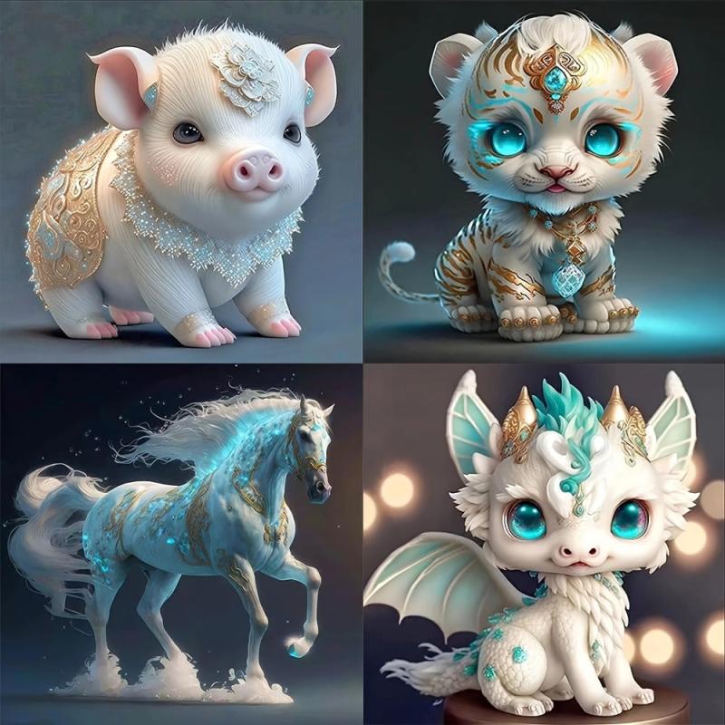 Chinese Zodiac Diamond Art Dragon DIY Full Drill Round Diamond Painting Kit